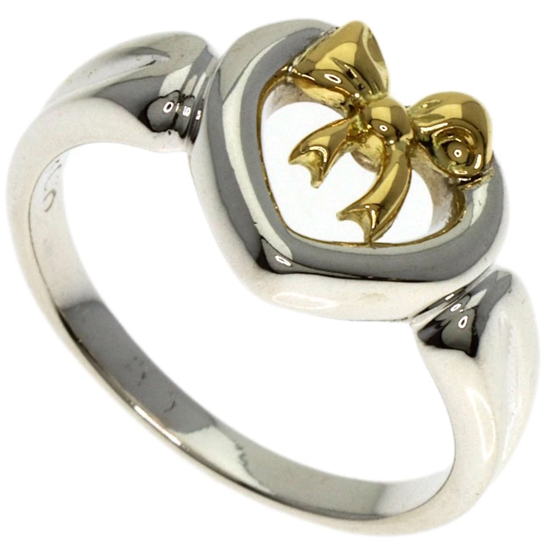 TIFFANY&CO. HEART RIBBON RING SILVER 18K YELLOW GOLD: TIFFANY&Co. Heart ribbon Ring Silver 18K Yellow Gold Brand: TIFFANY&Co. Type/Style: Ring Material: Silver, Color: Gold Size: 5.25 (US) Accessories: None Accessories Notice: When purchasing pre-owned