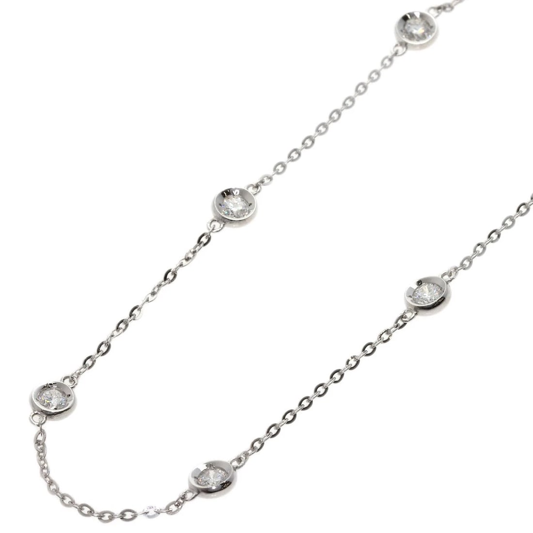 13P DIAMOND NECKLACE K18 WHITE GOLD: 13P Diamond Necklace K18 White Gold Brand: SELECT JEWELRY Type/Style: Necklace Material: K18 White Gold, Main Stone/Creation Natural Color: Silver Size: Chain Length:22.0inch/56-78cm Chain Width:0.4in