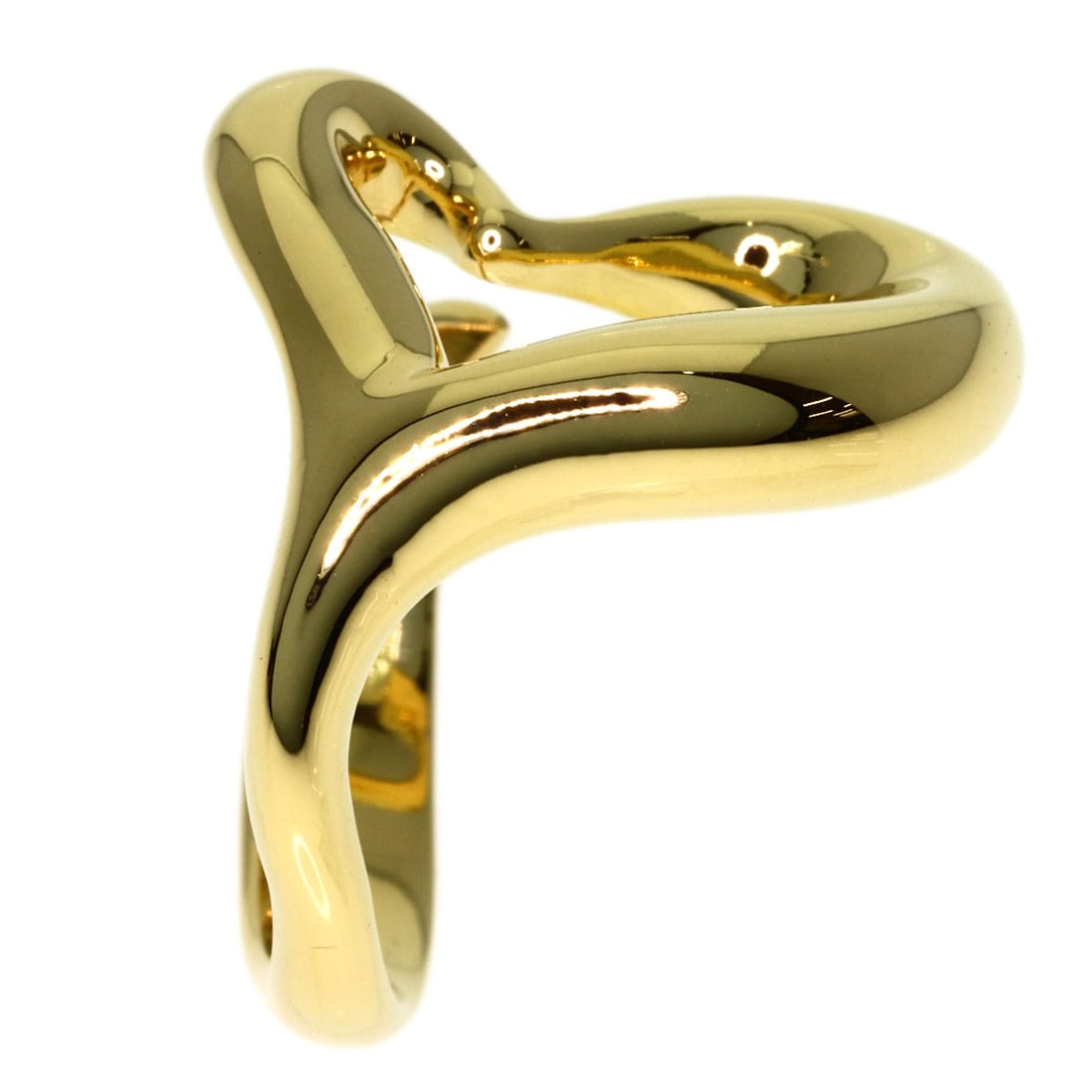 TIFFANY&CO. OPEN HEART RING K18 YELLOW GOLD: TIFFANY&Co. Open heart Ring K18 Yellow Gold Brand: TIFFANY&Co. Type/Style: Ring Material: K18 Yellow Gold, Color: Gold Size: 5.75 (US) Accessories: None Accessories Notice: When purchasing