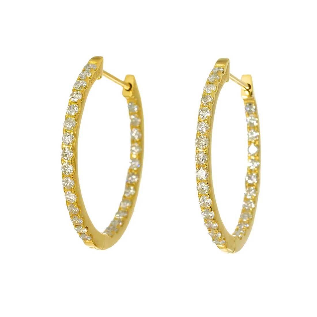 DIAMOND EARRINGS PIERCED 18K YG YELLOW GOLD 750: Diamond Earrings Pierced 18K YG Yellow Gold 750 Brand: Unbranded Type/Style: Earrings Material: 750Yellow Gold, Main Stone/Creation Natural Color: Yellow Gold Size: W 1.6 X H 24.2mm Accessories: N
