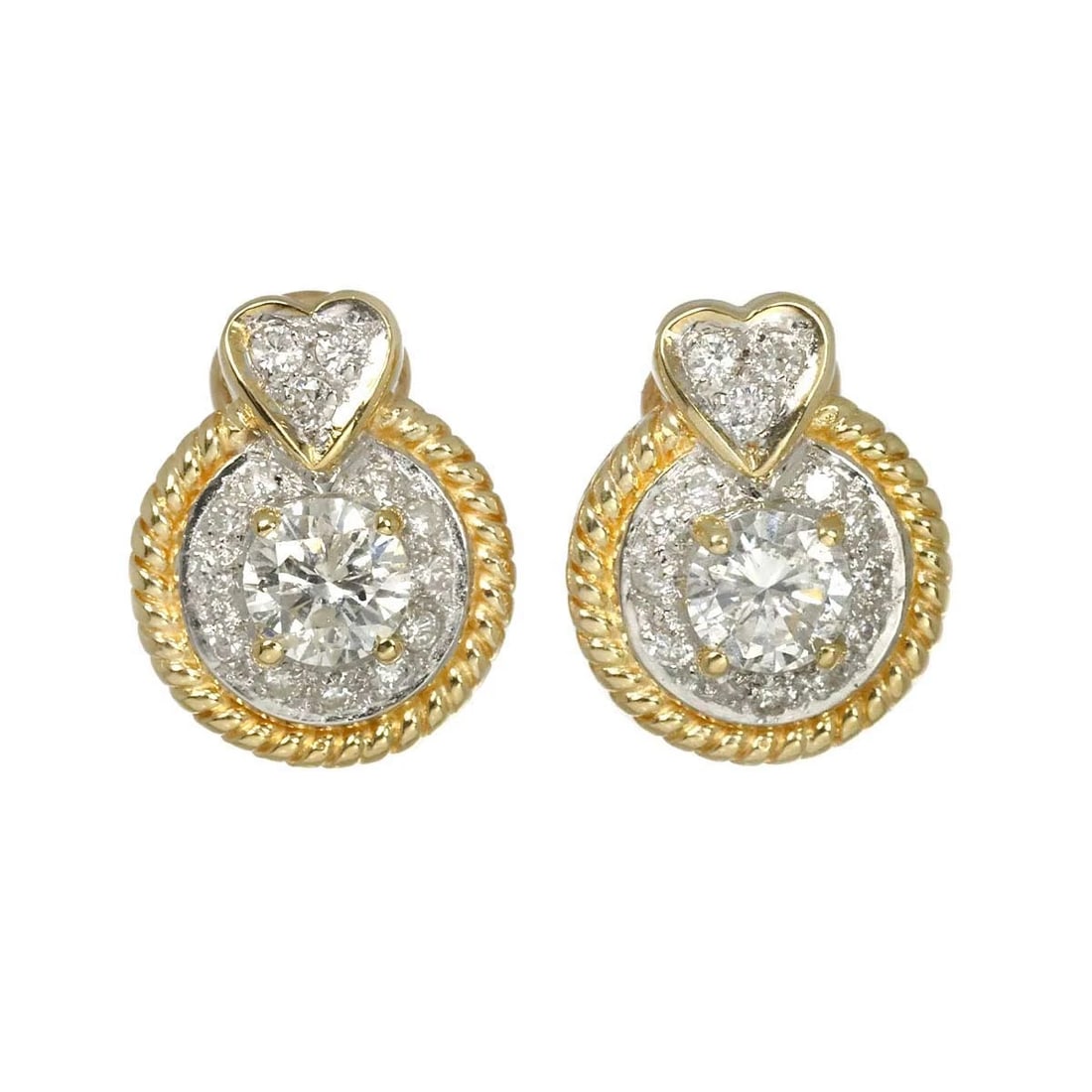 DIAMOND EARRINGS PIERCED 18K K18 YG 750 (1 of 2)