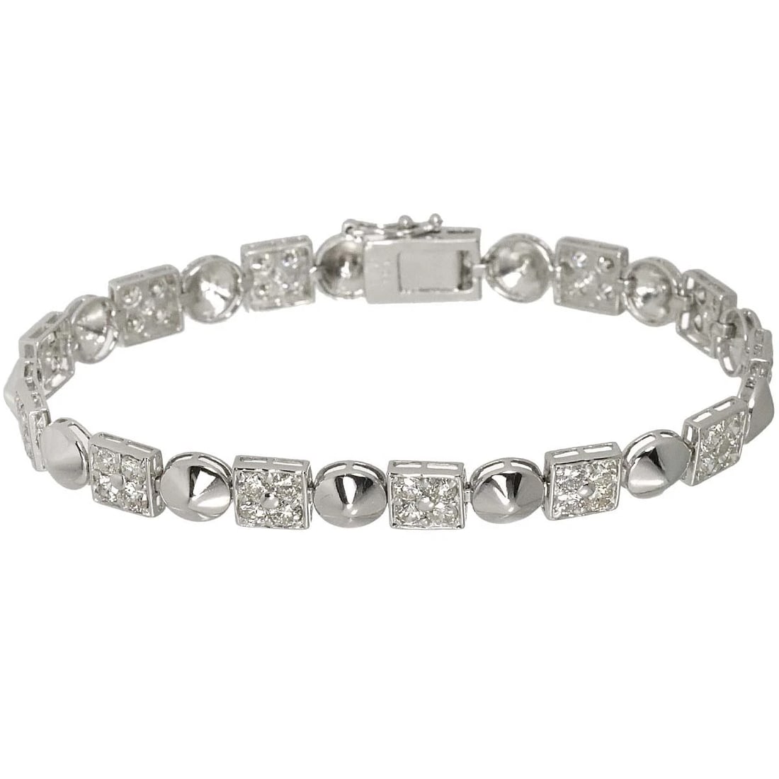 DIAMOND BRACELET 18K WG WHITE GOLD 750: Diamond Bracelet 18K WG White Gold 750 Brand: Unbranded Type/Style: Bracelet Material: 750White Gold, Main Stone/Creation Natural Color: White Gold Size: Length:apporox.6.9inch Thickness:6.4mm