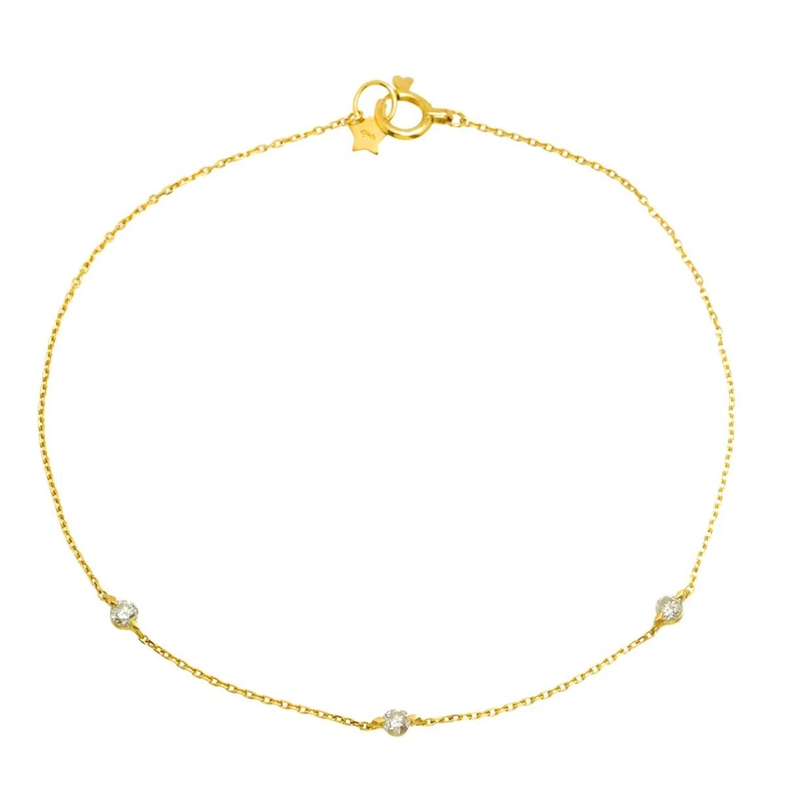 STAR JEWELRY DIAMOND BRACELET 18K YG 750: Star Jewelry Diamond Bracelet 18K YG 750 Brand: Star Jewelry Type/Style: Bracelet Material: 750 Yellow Gold, Main Stone/Creation Natural Color: Yellow Gold Size: Inner circumference 6.9inch Width:(max