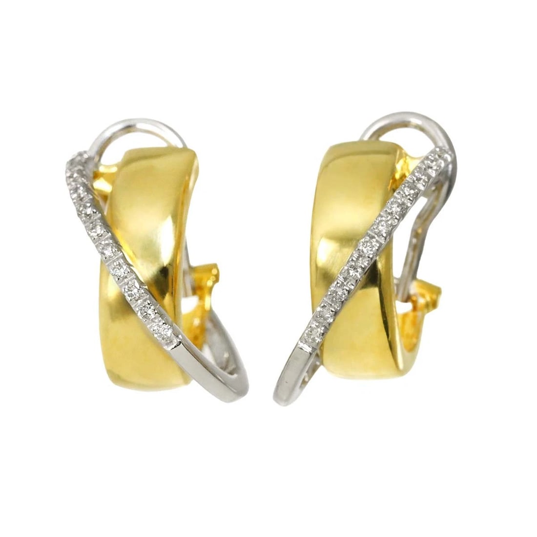 PONTE VECCHIO DIAMOND EARRINGS PIERCED 18K WG YG 750 (1 of 3)