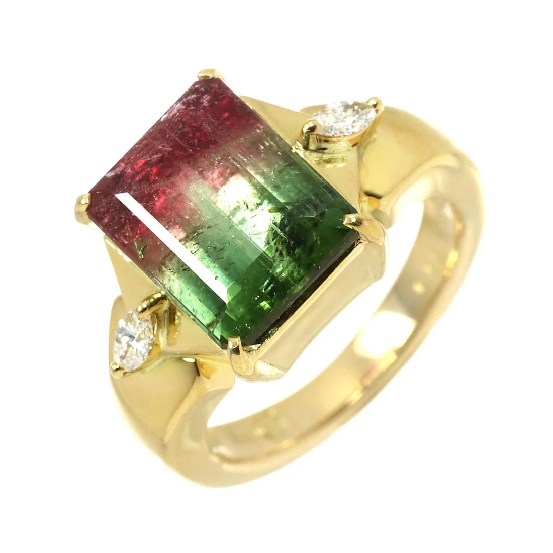 TOURMALINE DIAMOND RING 18K YG 750 (1 of 4)