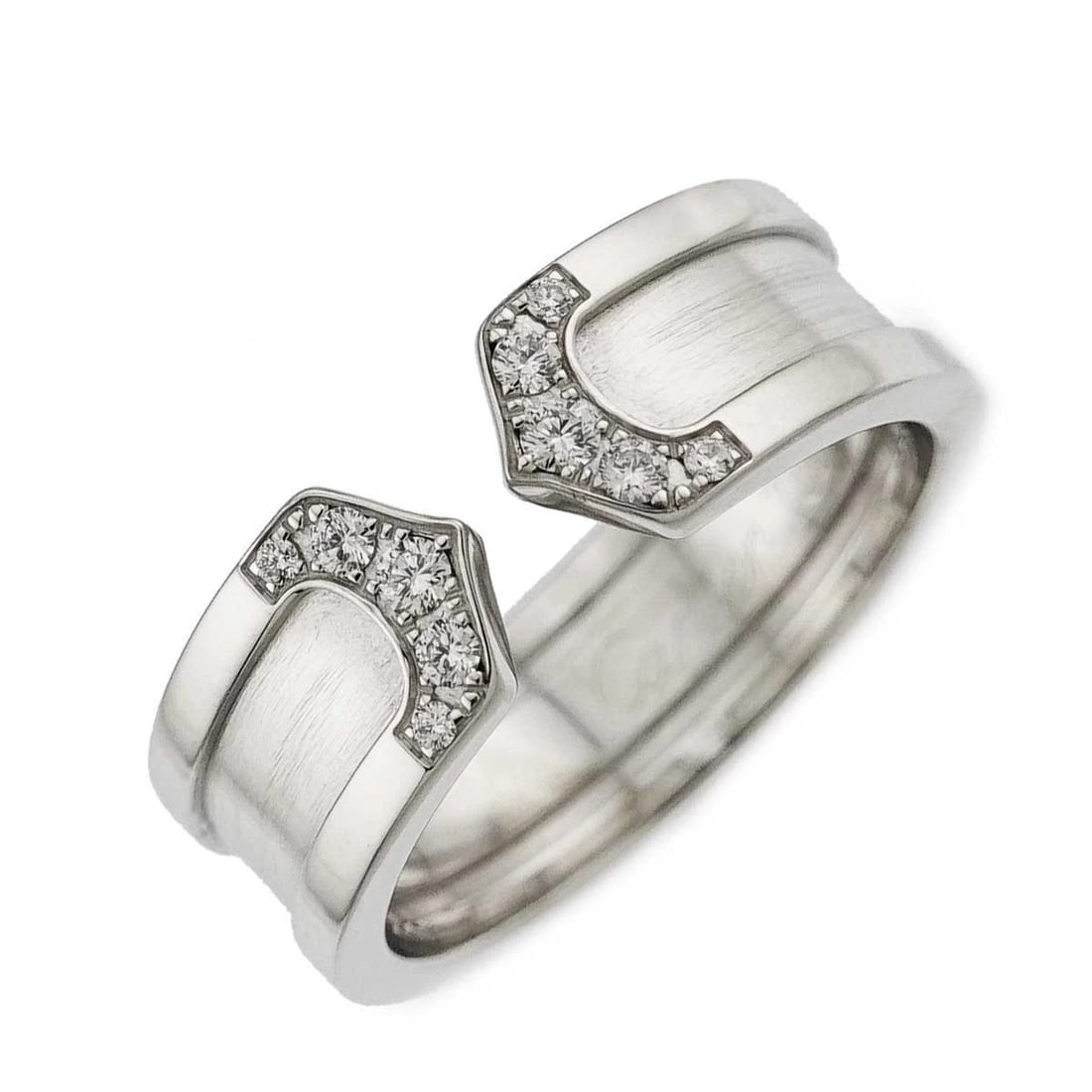 CARTIER C2 DIAMOND SM RING 18K WG 750: Cartier C2 Diamond SM Ring 18K WG 750 Brand: Cartier Type/Style: Ring Material: 750 White Gold, Main Stone/Creation Natural Color: White Gold Size: 5.25 (US) Accessories: None Accessories Notice: