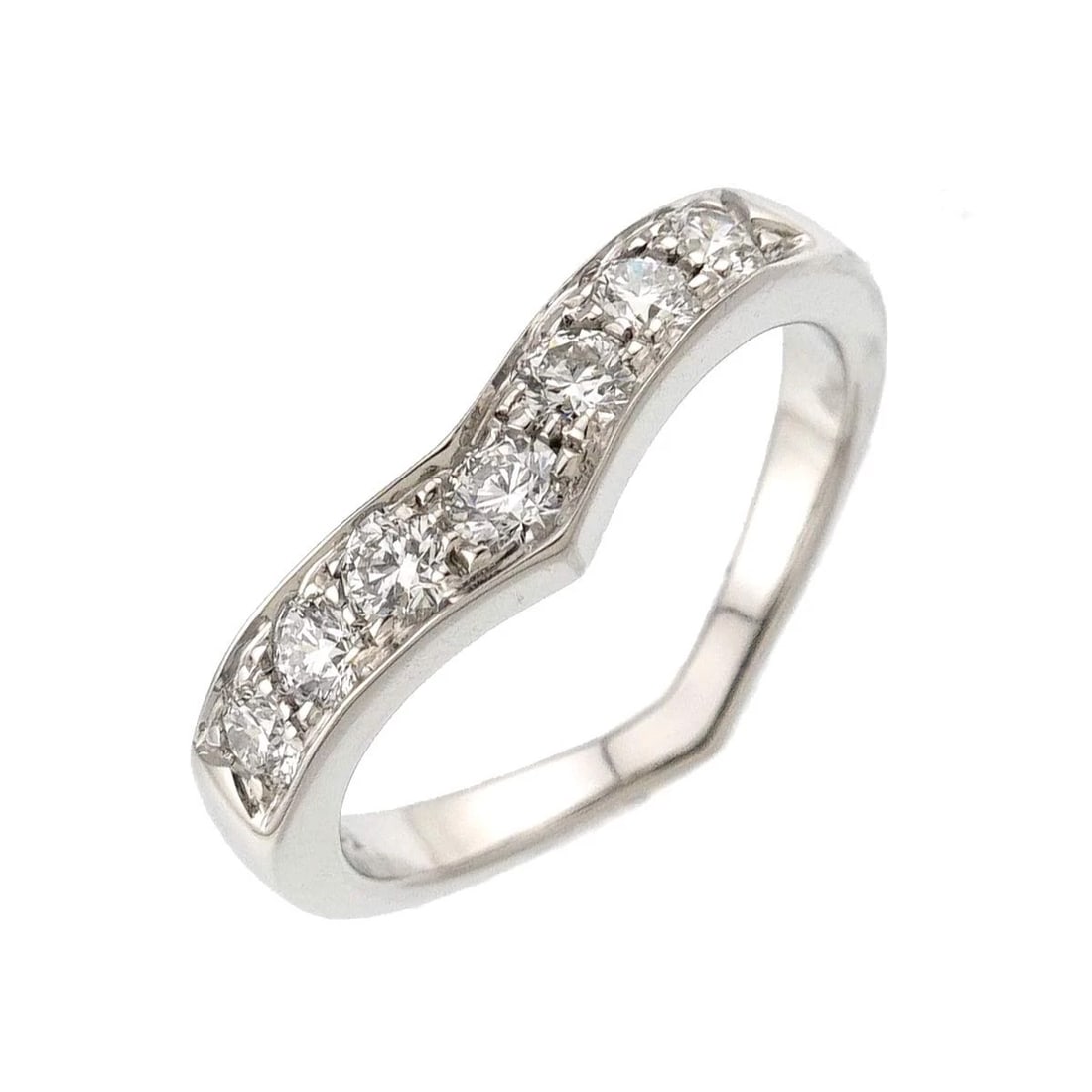 TIFFANY CO. V BAND DIAMOND RING PLATINUM: TIFFANY Co. V Band Diamond Ring Platinum Brand: TIFFANY Co. Type/Style: Ring Material: Platinum, Main Stone/Creation Natural Color: Platinum Size: 4.5 (US) Accessories: None Accessories Notice: When