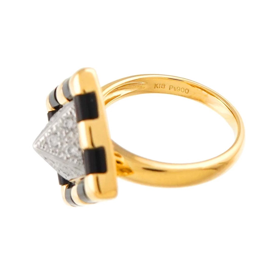 KAORUKO MIZUNO DIAMOND ONYX RING PT 18K YG: KAORUKO MIZUNO Diamond Onyx Ring Pt 18K YG Brand: KAORUKO MIZUNO Type/Style: Ring Material: Platinum, Main Stone/Creation Natural Color: Platinum Size: 6.25-6.5 (US) Accessories: None Accessories