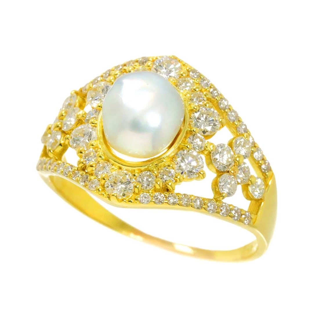 SOUTH SEA PEARL DIAMOND RING 18K YG 750: South Sea pearl Diamond Ring 18K YG 750 Brand: Unbranded Type/Style: Ring Material: 750Yellow Gold, Main Stone/Creation South Sea Pearl Color: Yellow Gold Size: 8.75 (US) Accessories: None
