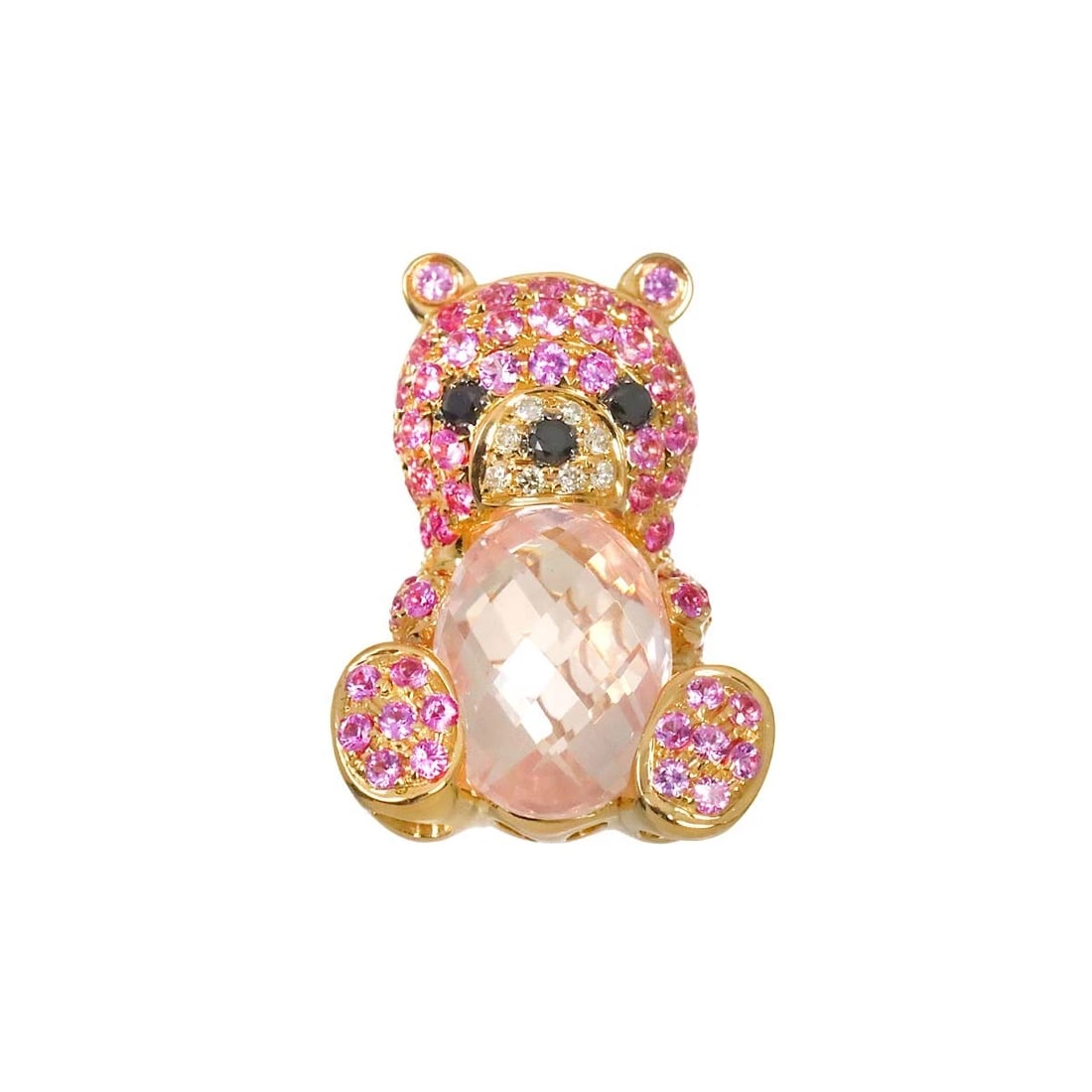 QUARTZ SAPPHIRE DIAMOND PENDANT TOP 18K PINK GOLD 750: Quartz Sapphire Diamond Pendant Top 18K Pink Gold 750 Brand: Unbranded Type/Style: Pendant Material: 750Yellow Gold, Main Stone/Creation Natural Color: Gold Size: W 14 X H 19.1mm(full length)