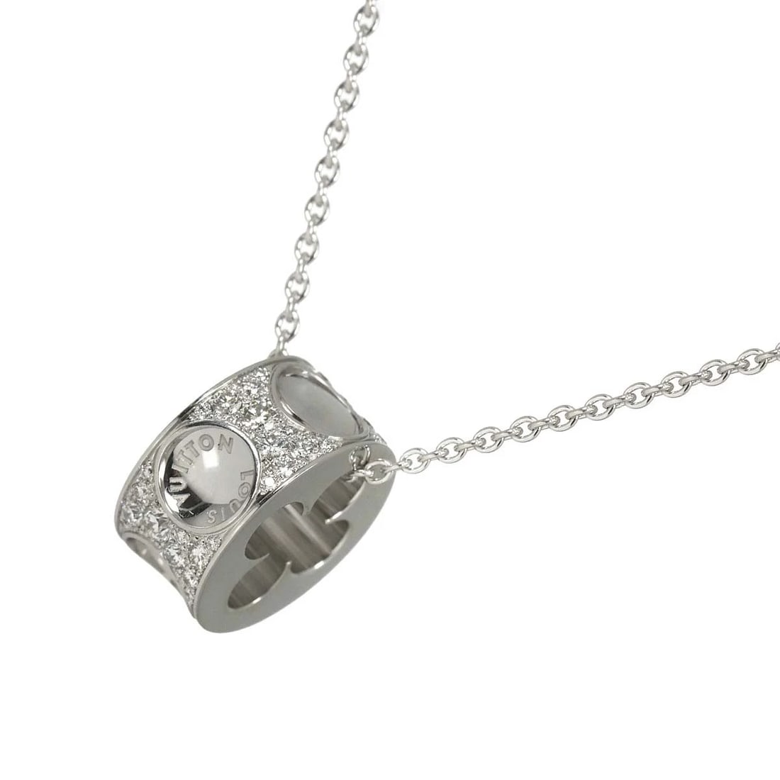 LOUIS VUITTON PENDENTIF DIAMOND NECKLACE 18K WG 750: LOUIS VUITTON Pendentif Diamond Necklace 18K WG 750 Brand: LOUIS VUITTON Type/Style: Necklace Material: 750White Gold, Main Stone/Creation Natural Color: White Gold Size: internal circumference of the