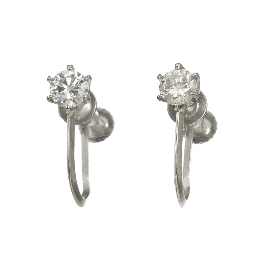 DIAMOND EARRINGS CLIP ON PLATINUM: Diamond Earrings Clip on Platinum Brand: Unbranded Type/Style: Earrings Material: Platinum, Main Stone/Creation Natural Color: Platinum Size: W 4.2 X H 12.8mm Accessories: None Accessories Notice: