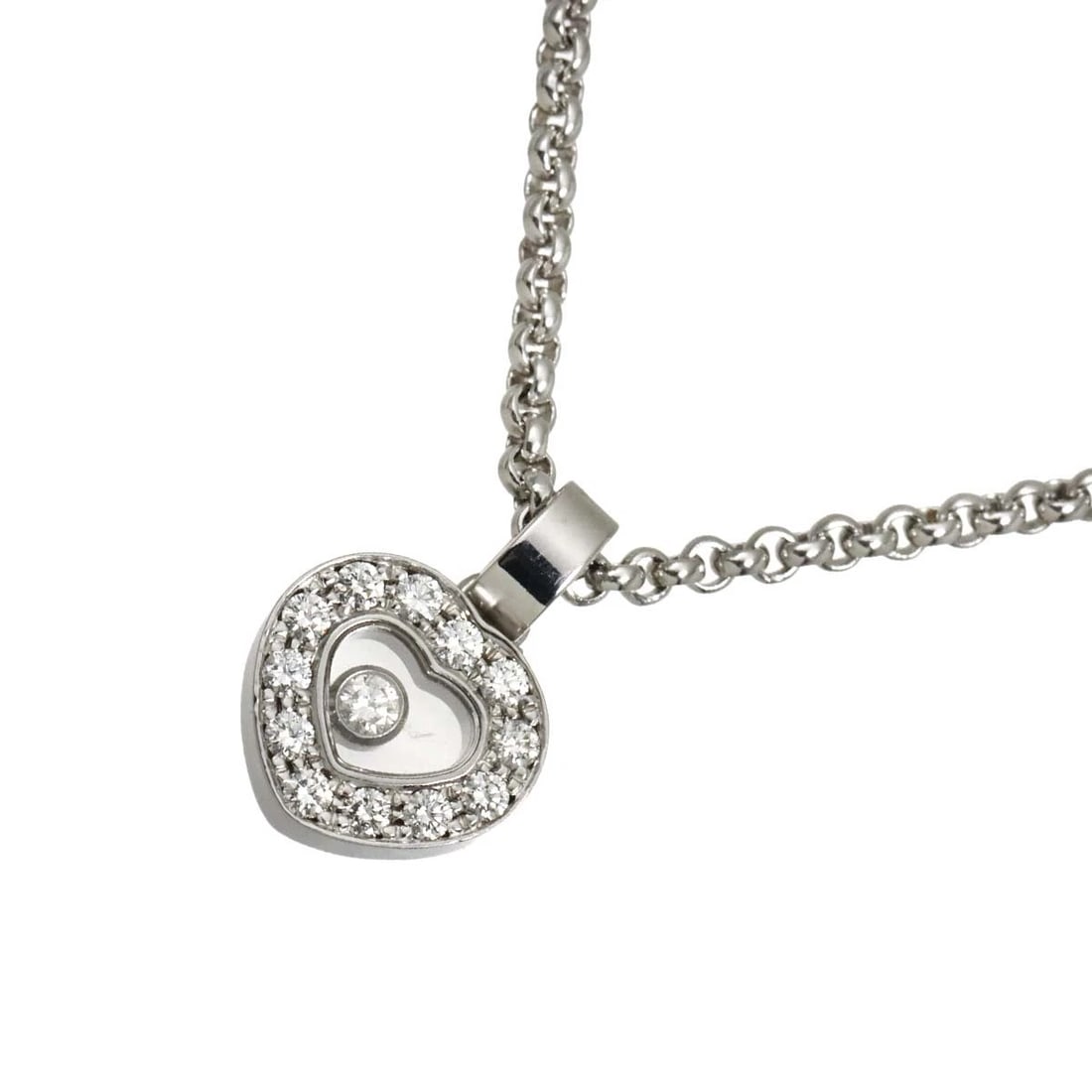CHOPARD HAPPY DIAMOND HEART NECKLACE 18K WHITE GOLD 750: Chopard Happy Diamond Heart Necklace 18K White Gold 750 Brand: Chopard Type/Style: Necklace Material: 750White Gold, Main Stone/Creation Natural Color: White Gold Size: internal circumference of the