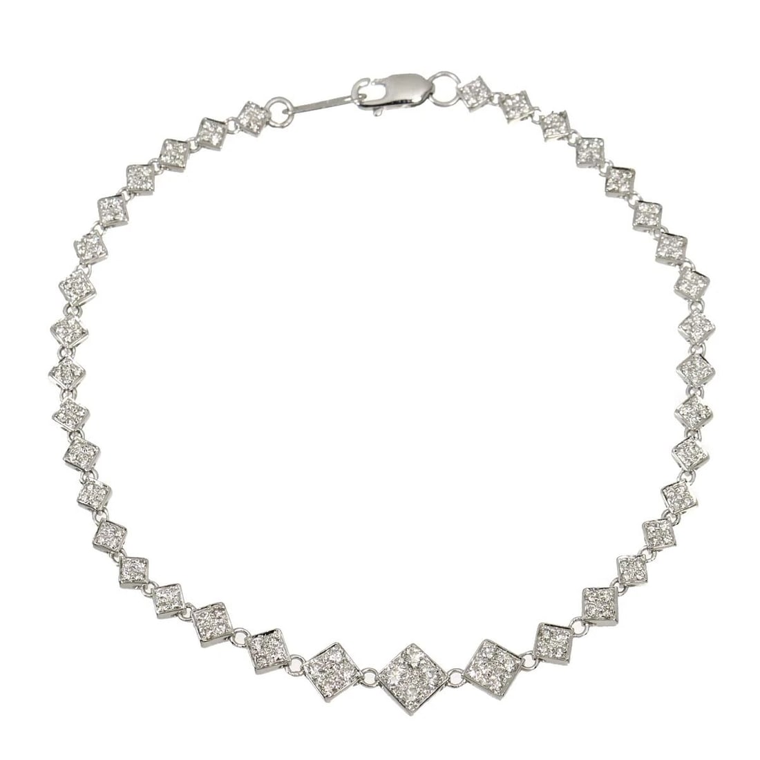 DIAMOND BRACELET 18K WG WHITE GOLD 750: Diamond Bracelet 18K WG White Gold 750 Brand: Unbranded Type/Style: Bracelet Material: 750White Gold, Main Stone/Creation Natural Color: White Gold Size: Length:apporox.7.5inchThickness:7mm