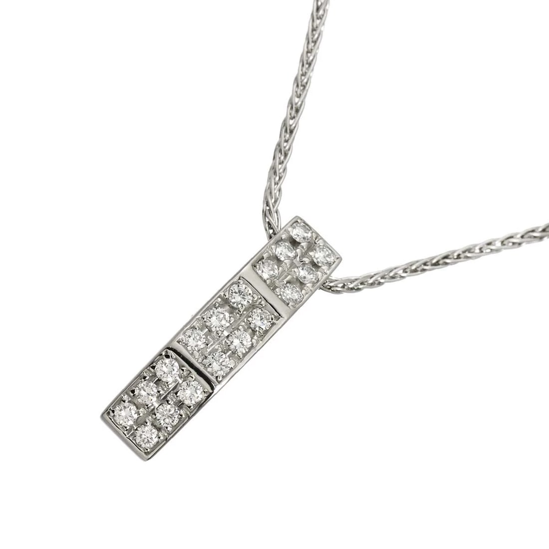 CELINE DIAMOND RUBY NECKLACE PLATINUM: CELINE Diamond Ruby Necklace Platinum Brand: CELINE Type/Style: Necklace Material: Platinum, Main Stone/Creation Natural Color: Platinum Size: internal circumference of the chain:16.5inch Top