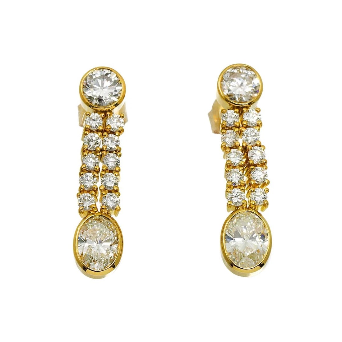 DIAMOND EARRINGS PIERCED 18K YG 750 (1 of 2)