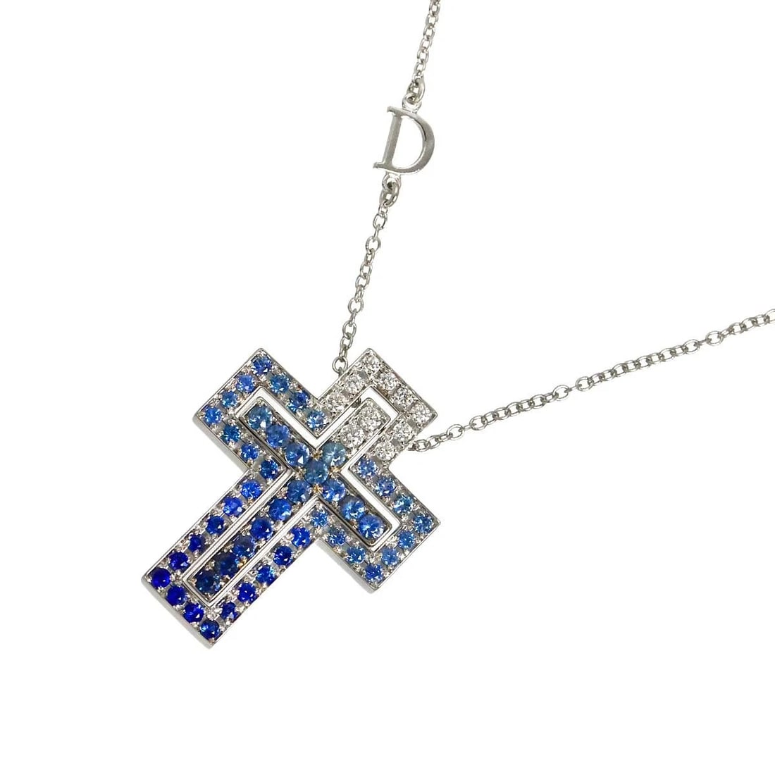DAMIANI BELLE EPOQUE SAPPHIRE DIAMOND CROSS NECKLACE (1 of 4)