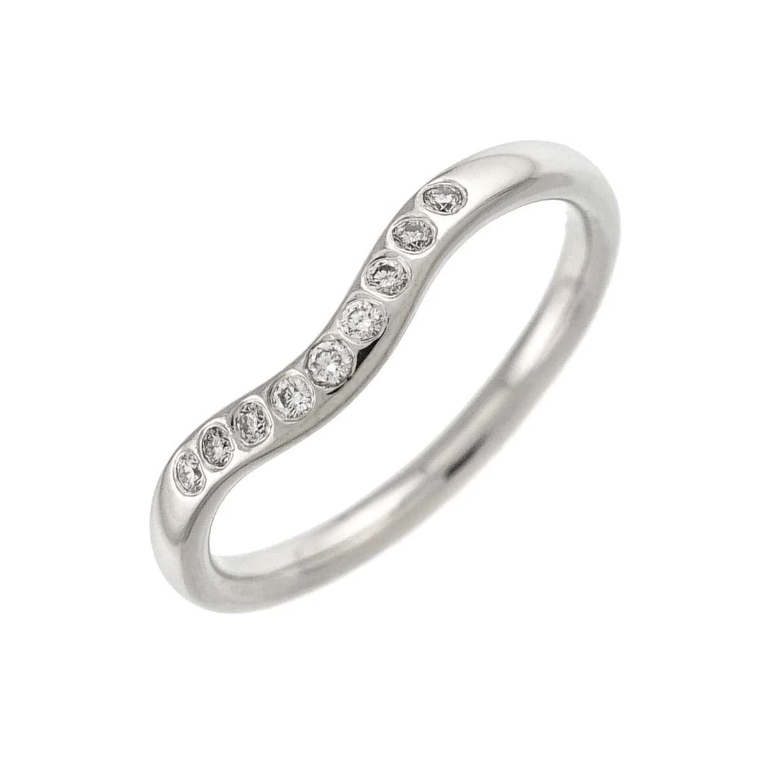 TIFFANY CO. CURVED BAND DIAMOND RING PT PLATINUM: TIFFANY Co. Curved Band Diamond Ring Pt Platinum Brand: TIFFANY Co. Type/Style: Ring Material: Platinum, Main Stone/Creation Natural Color: Platinum Size: 5.25(US Accessories: None Accessories