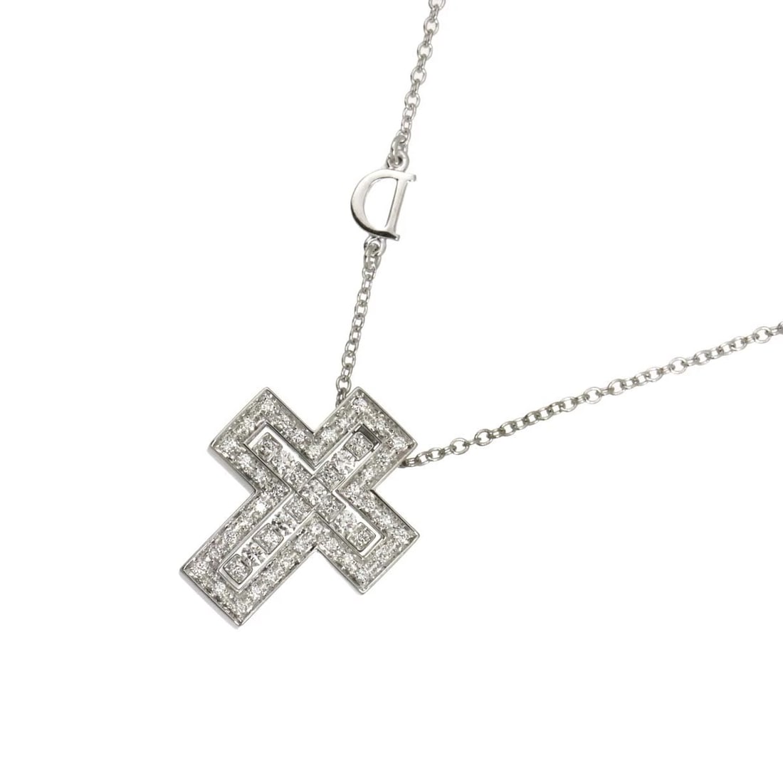 DAMIANI BELLE EPOQUE DIAMOND CROSS NECKLACE: DAMIANI Belle Epoque Diamond Cross Necklace Brand: DAMIANI Type/Style: Necklace Material: 750White Gold, Main Stone/Creation Natural Color: White Gold Size: internal circumference of the