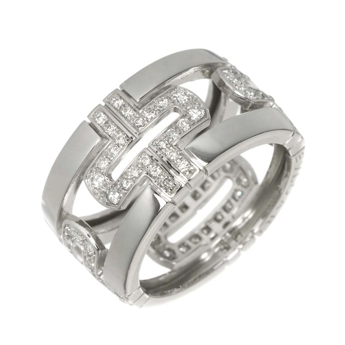 BVLGARI PARENTESI DIAMOND RING: BVLGARI Parentesi Diamond Ring Brand: BVLGARI Type/Style: Ring Material: 750White Gold, Main Stone/Creation Natural Color: White Gold Size: 6.25-6.5 (US) Accessories: None Accessories Noti