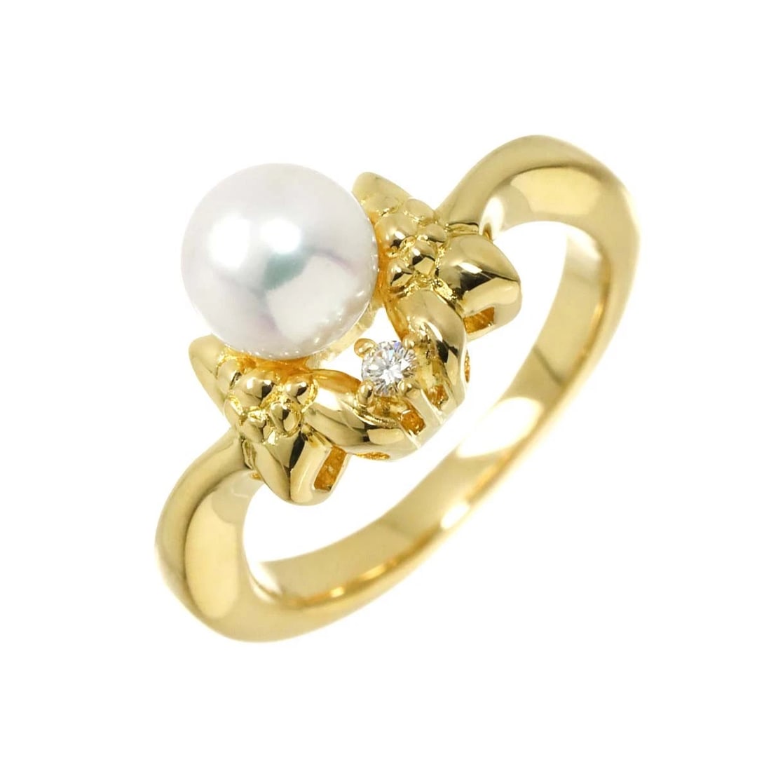 MIKIMOTO AKOYA PEARL DIAMOND RING 18K YG 750: MIKIMOTO Akoya Pearl Diamond Ring 18K YG 750 Brand: MIKIMOTO Type/Style: Ring Material: 750Yellow Gold, Main Stone/Creation Akoya Pearl Color: Yellow Gold Size: 4.75-5 (US) Accessories: None <