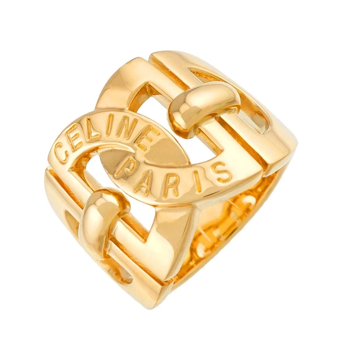 CELINE RING 18K YELLOW GOLD 750: CELINE Ring 18K Yellow Gold 750 Brand: CELINE Type/Style: Ring Material: 750Yellow Gold, Color: Yellow Gold Size: 6.25-6.5 (US) Accessories: None Accessories Notice: When purchasing pre-ow