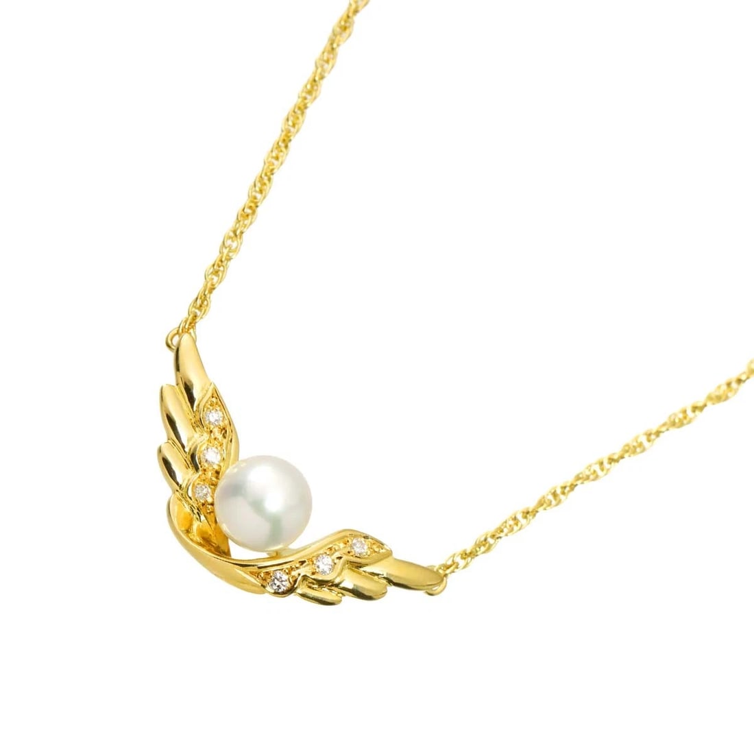MIKIMOTO AKOYA PEARL DIAMOND NECKLACE: MIKIMOTO Akoya Pearl Diamond Necklace Brand: MIKIMOTO Type/Style: Necklace Material: 750Yellow Gold, Main Stone/Creation Akoya Pearl Color: Yellow Gold Size: internal circumference of the chain: 15.7i
