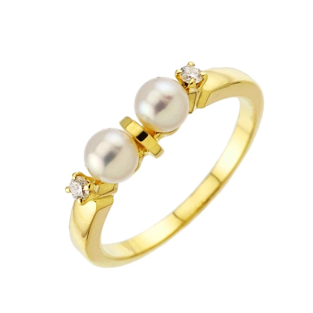 MIKIMOTO BABY PEARL DIAMOND RING: MIKIMOTO Baby Pearl Diamond Ring Brand: MIKIMOTO Type/Style: Ring Material: 750Yellow Gold, Main Stone/Creation Pearl Color: Yellow Gold Size: 4.75-5 (US) Accessories: None Accessories Notice: When