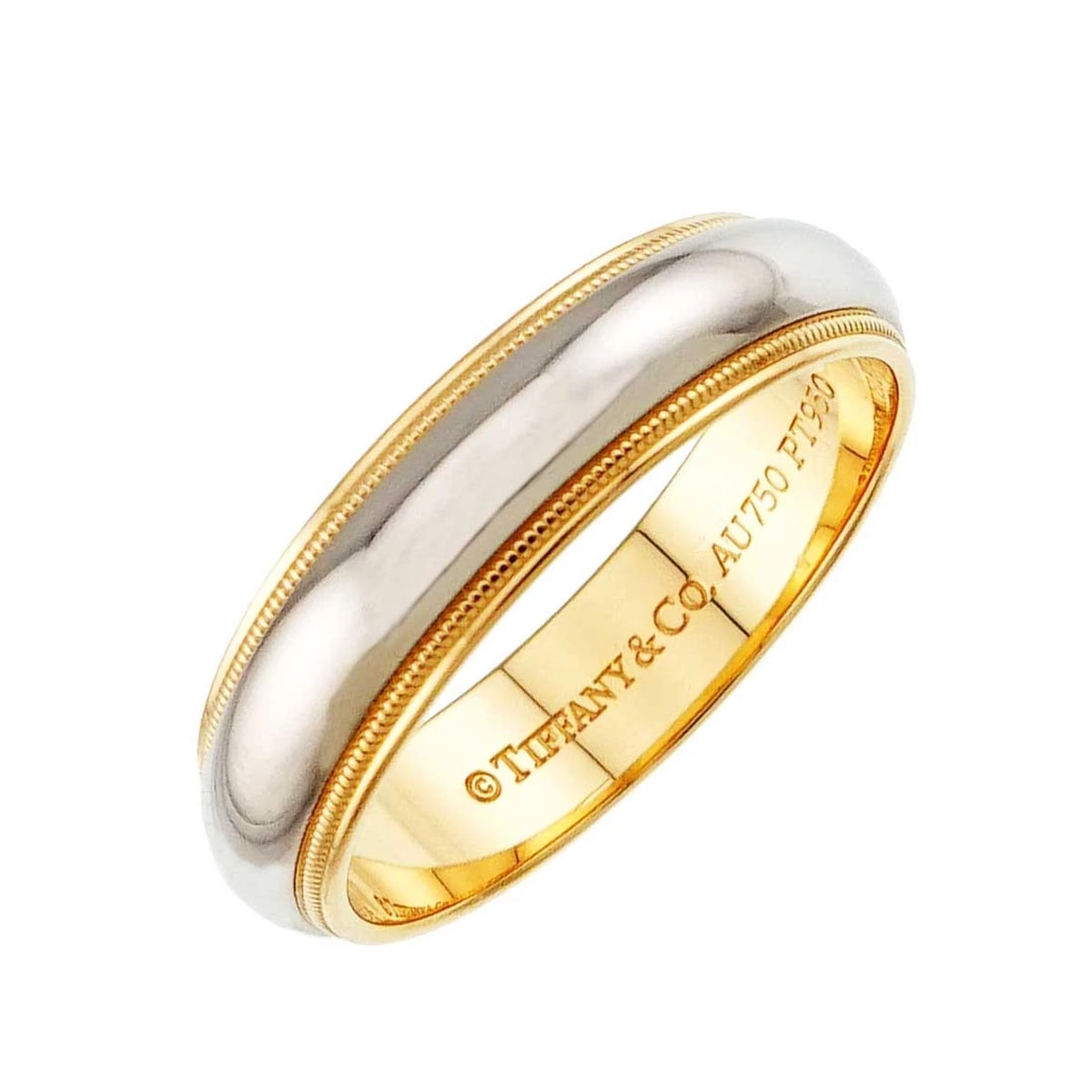 TIFFANY CO. MILGRAIN BAND RING 18K YG 750 PT: TIFFANY Co. Milgrain Band Ring 18K YG 750 Pt Brand: TIFFANY Co. Type/Style: Ring Material: 750Yellow Gold, Color: Gold Size: 11.75-12 (US) Accessories: None Accessories Notice: When purchasing