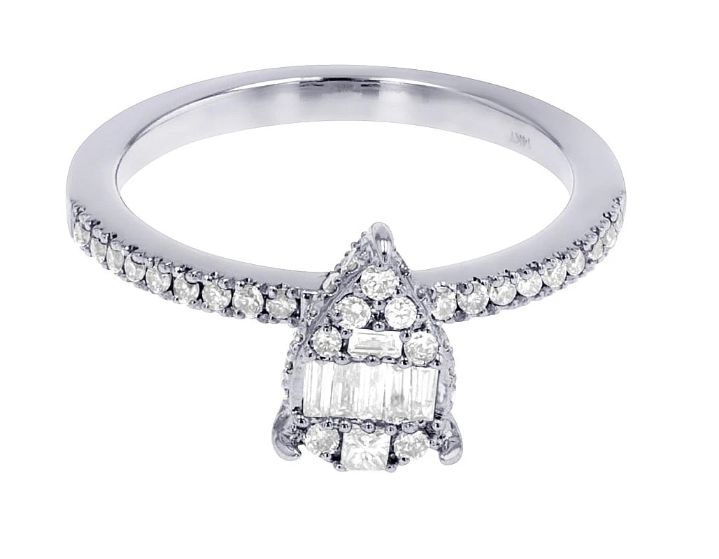 3D PEAR CUT DIAMOND CLUSTER RING - 2