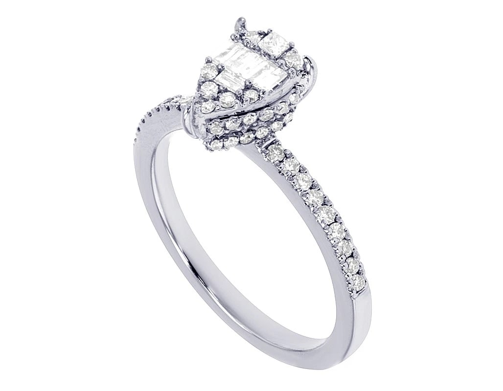 3D PEAR CUT DIAMOND CLUSTER RING - 3
