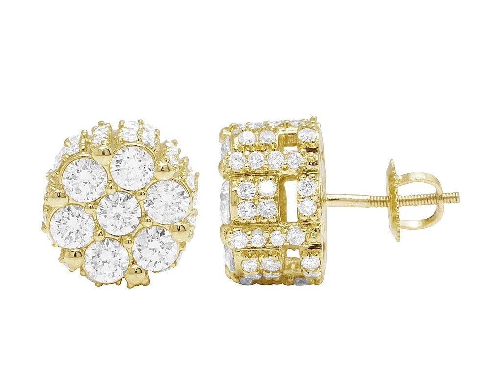 10K YELLOW GOLD DIAMOND CLUSTER EARRING: 10K Yellow Gold Diamond Cluster Earring Brand: none Type/Style: Earring Material: 10K , Yellow Gold, Main Stone/Creation Yellow Color: Natural Size: Dimension 12 mm Accessories: None Accessories