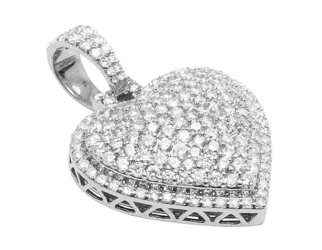DOME HEART DIAMOND PENDANT 10K WHITE GOLD: Dome Heart Diamond Pendant 10K White Gold Brand: none Type/Style: Pendant Material: 10k, White Gold, Main Stone/Creation White Color: Natural Size: Dimension 1.3" Accessories: None Accessories