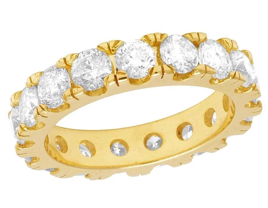 10K YELLOW GOLD GENUINE DIAMOND SOLITAIRE ETERNITY BAND RING (1 of 4)