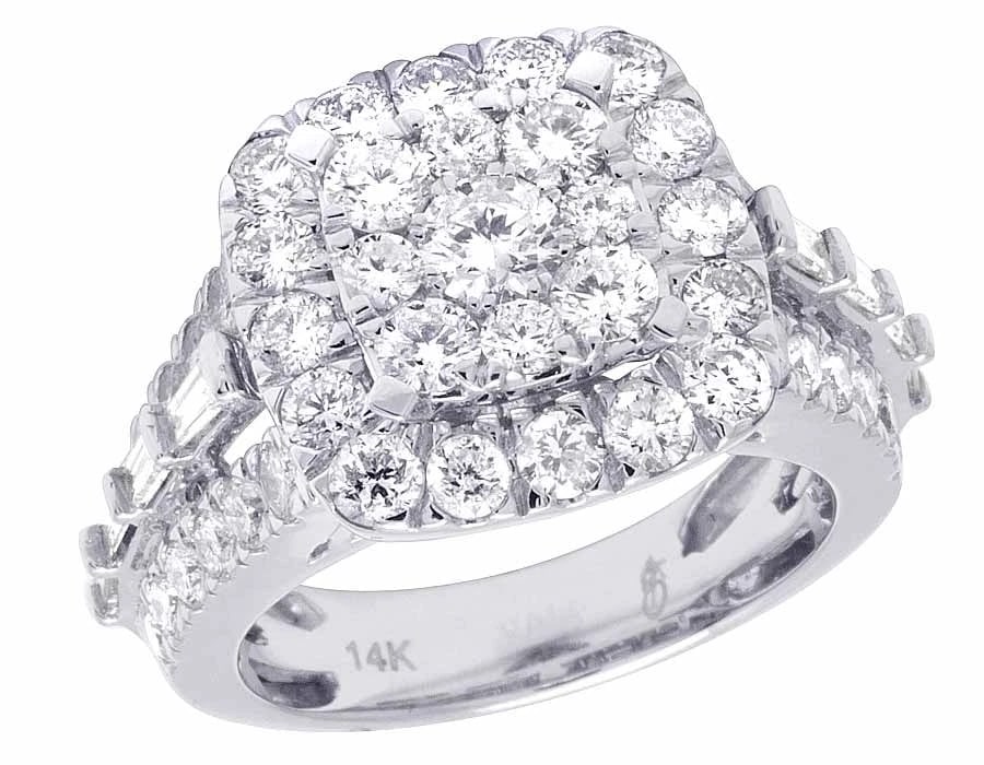 14K WHITE GOLD DIAMOND SQUARE 3D CLUSTER RING: 14K White Gold Diamond Square 3D Cluster Ring Brand: none Type/Style: Ring Material: 14K , White Gold, Main Stone/Creation White Color: Natural Size: 7 US Accessories: None Accessories Not