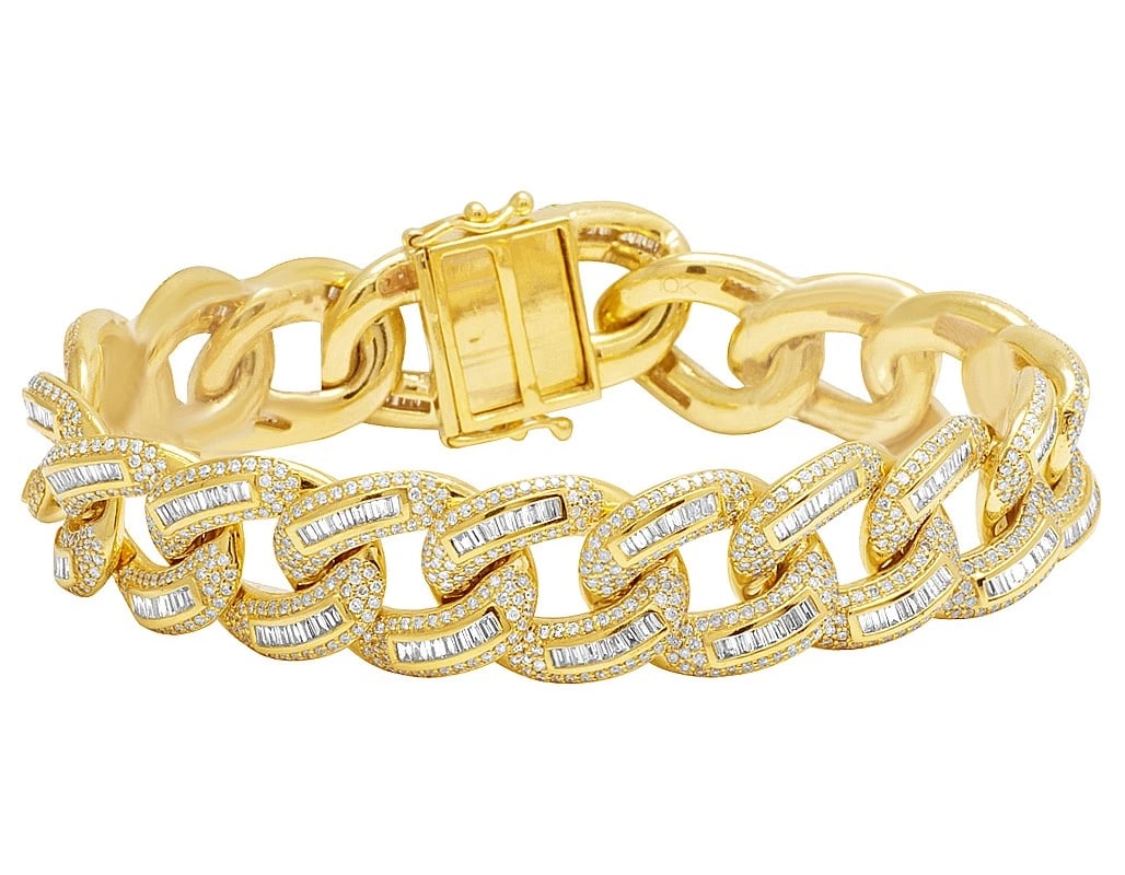 10K YELLOW GOLD SOLID MIAMI CUBAN LINK DIAMOND BRACELET: 10K Yellow Gold Solid Miami Cuban Link Diamond Bracelet Brand: none Type/Style: Bracelet Material: 10K, Yellow Gold, Main Stone/Creation Yellow Color: Natural Size: Length 8.5 in Width 17mm Access