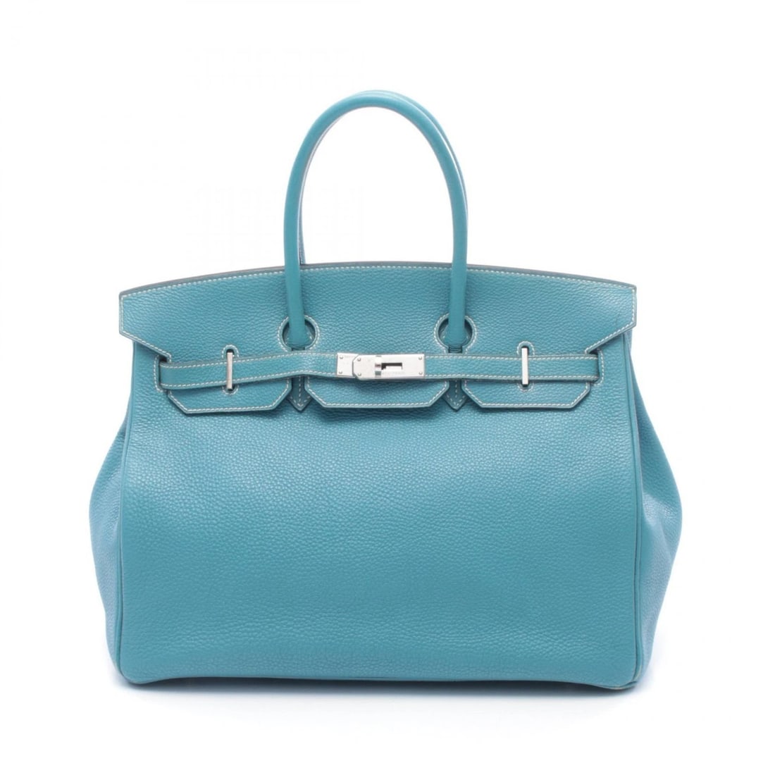 HERMES BIRKIN 35 HANDBAG H TOGO LEATHER BLUE: HERMES Birkin 35 Handbag H Togo leather Blue Brand: HERMES Type/Style: Handbag Material: Togo leather ? leather ? Togo leather Color: Blue jean / Blue?ish colors Size: (H:11.0" x W:13.8" x D:7.1")