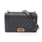 CHANEL SHOULDER BAG LEATHER: CHANEL Shoulder Bag leather Brand: CHANEL Type/Style: Shoulder Bag Material: leather Color: Black?ish colors Size: (H:5.7" x W:9.8" x D:2.8") Accessories: None Accessories Notice: When purchasing