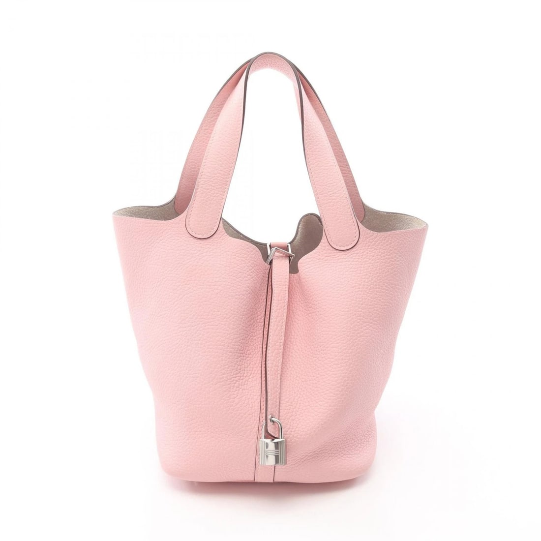 HERMES PICOTIN LOCK MM TOTE HANDBAG T CLEMENCE: HERMES Picotin Lock MM Tote Handbag T Clemence Brand: HERMES Type/Style: Handbag Material: Taurillon Clemence ? leather ? Taurillon Clemence Color: Rose sakura / Pink?ish colors Size: (H:8.3" x W:8.7"