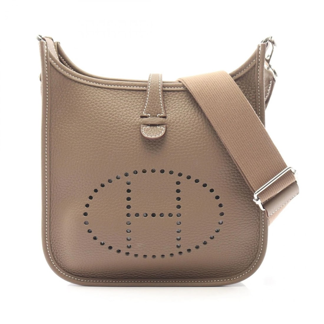 HERMES EVELYNE 23 SHOULDER CROSSBODY BAG: HERMES Evelyne 23 Shoulder Crossbody Bag Brand: HERMES Type/Style: Shoulder Bag Material: Taurillon Clemence ? Taurillon Clemence Color: Etoupe Grey / Beige?ish colors Size: (H:8.7" x W:9.1" x