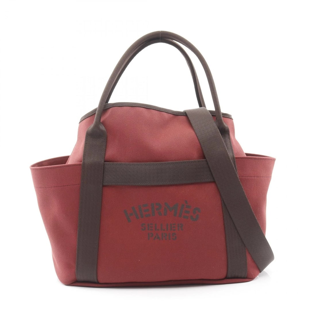 HERMES SAC DE PANSAGE GROOM SHOULDER TOTE BAG: HERMES Sac de Pansage Groom Shoulder Tote Bag Brand: HERMES Type/Style: Tote Bag Material: Towar Military ? canvas ? leather ? Toile Chevrons Color: Rouge H / Bordeaux?ish colors ? Brown?ish colors ?