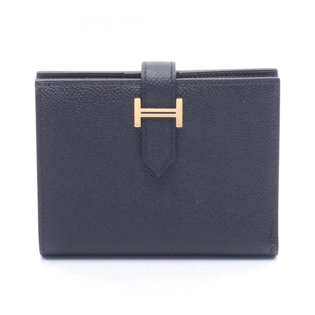 HERMES BEARN COMPACT BI-FOLD WALLET PURSE: HERMES BEARN Compact Bi-fold Wallet Purse Brand: HERMES Type/Style: Bi-fold wallet Material: Epsom ? leather ? Epsom Color: Black?ish colors Size: (H:3.5" x W:4.7"x D:0.8) Accessories: None