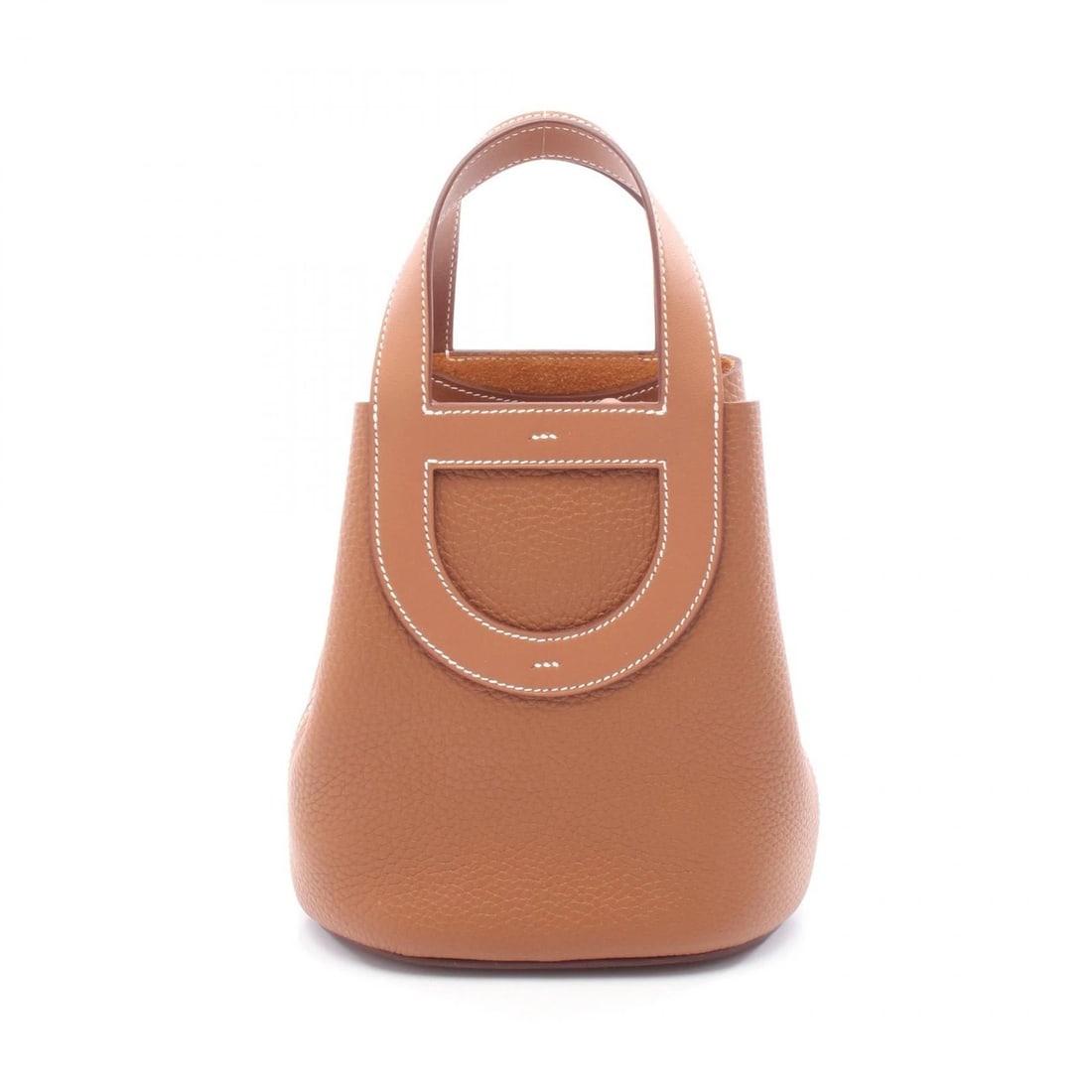 HERMES IN THE LOOP 18 HANDBAG: HERMES in the loop 18 Handbag Brand: HERMES Type/Style: Handbag Material: Taurillon Clemence ? leather ? Taurillon Clemence Color: Gold / Brown?ish colors Size: (H:7.9" x W:7.1" x D:4.7")