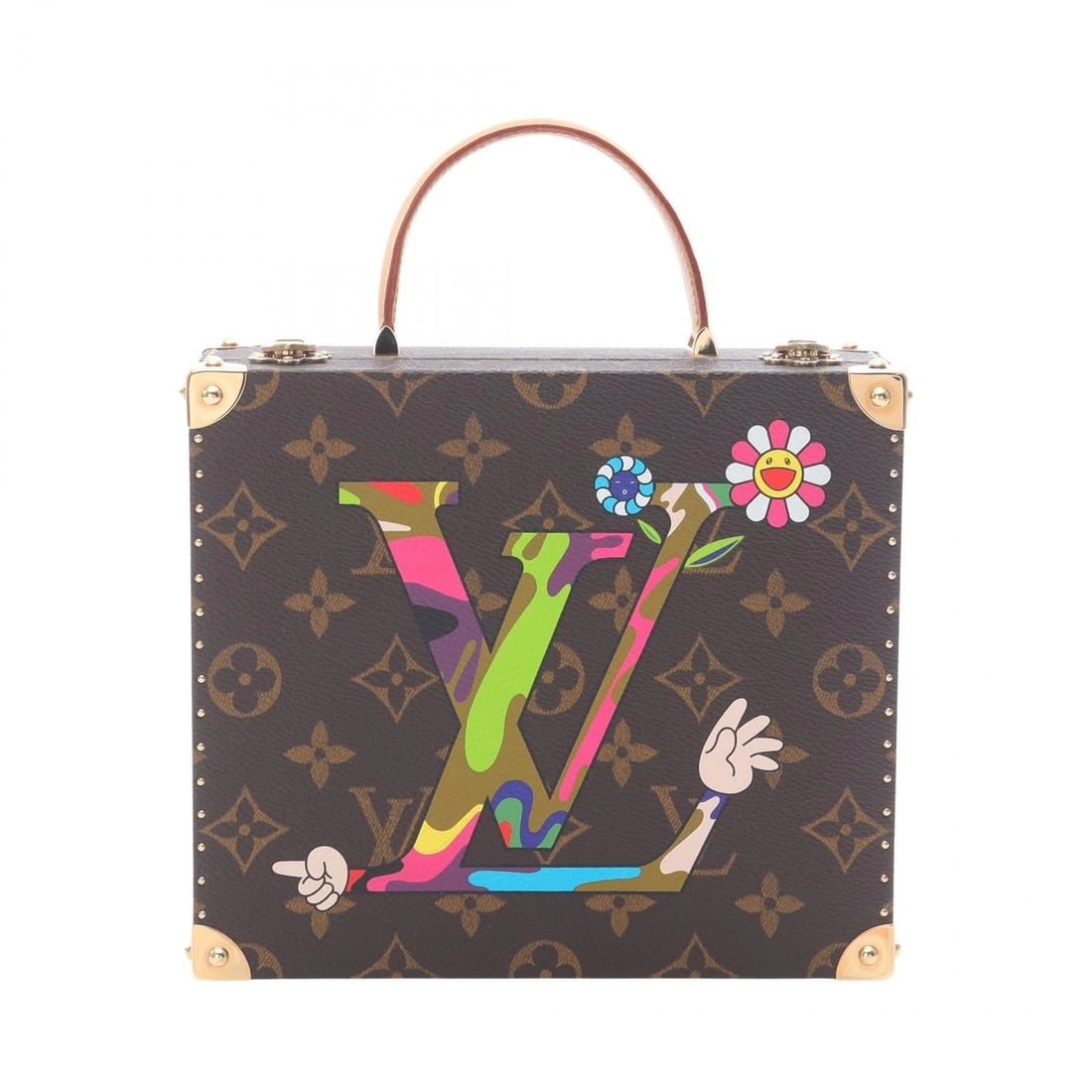LOUIS VUITTON ? TM JEWELRY CASE HANDBAG: LOUIS VUITTON ? TM Jewelry Case Handbag Brand: LOUIS VUITTON Type/Style: Handbag Material: PVC coated canvas ? leather Color: Brown?ish colors ? Multicolor?ish colors Size: (H:6.5" x W:7.3" x D:3.0") 