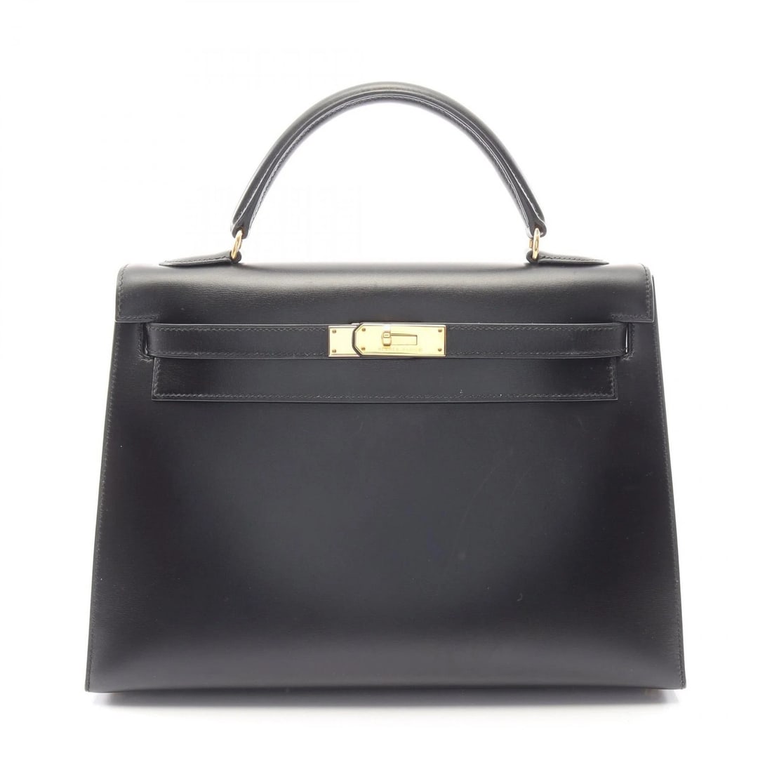 HERMES KELLY 32 SELLIER SHOULDER HANDBAG: HERMES Kelly 32 Sellier Shoulder Handbag Brand: HERMES Type/Style: Handbag Material: Box calf leather ? Calfskin (cowhide) Color: Black?ish colors Size: (H:9.1" x W:12.6" x D:4.7") Accessories: No