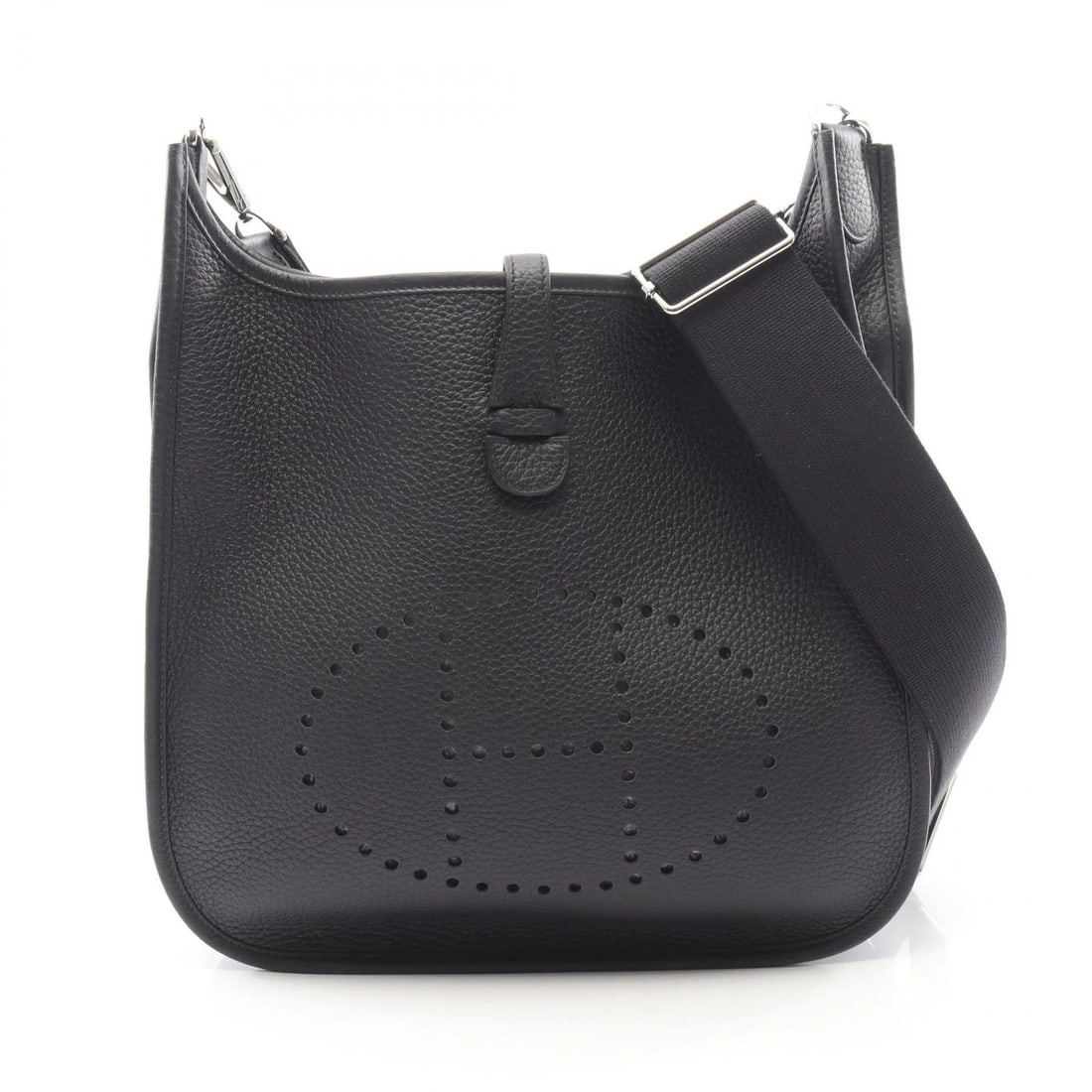 HERMES EVELYNE 3 TROYES PM SHOULDER BAG: HERMES Evelyne 3 Troyes PM Shoulder Bag Brand: HERMES Type/Style: Shoulder Bag Material: Taurillon Clemence ? leather Color: Caban / Navy?ish colors Size: (H:10.4" x W:11.0" x D:2.8") Accessories: