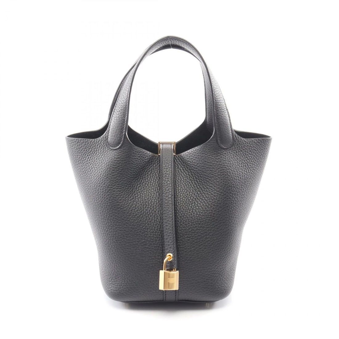 HERMES PICOTIN LOCK PM TOTE BUCKET HANDBAG K TAURILLON: HERMES Picotin Lock PM tote bucket Handbag K Taurillon Brand: HERMES Type/Style: Handbag Material: Taurillon Clemence ? leather ? Taurillon Clemence Color: Black?ish colors Size: (H:7.3" x W:7.5" x D:
