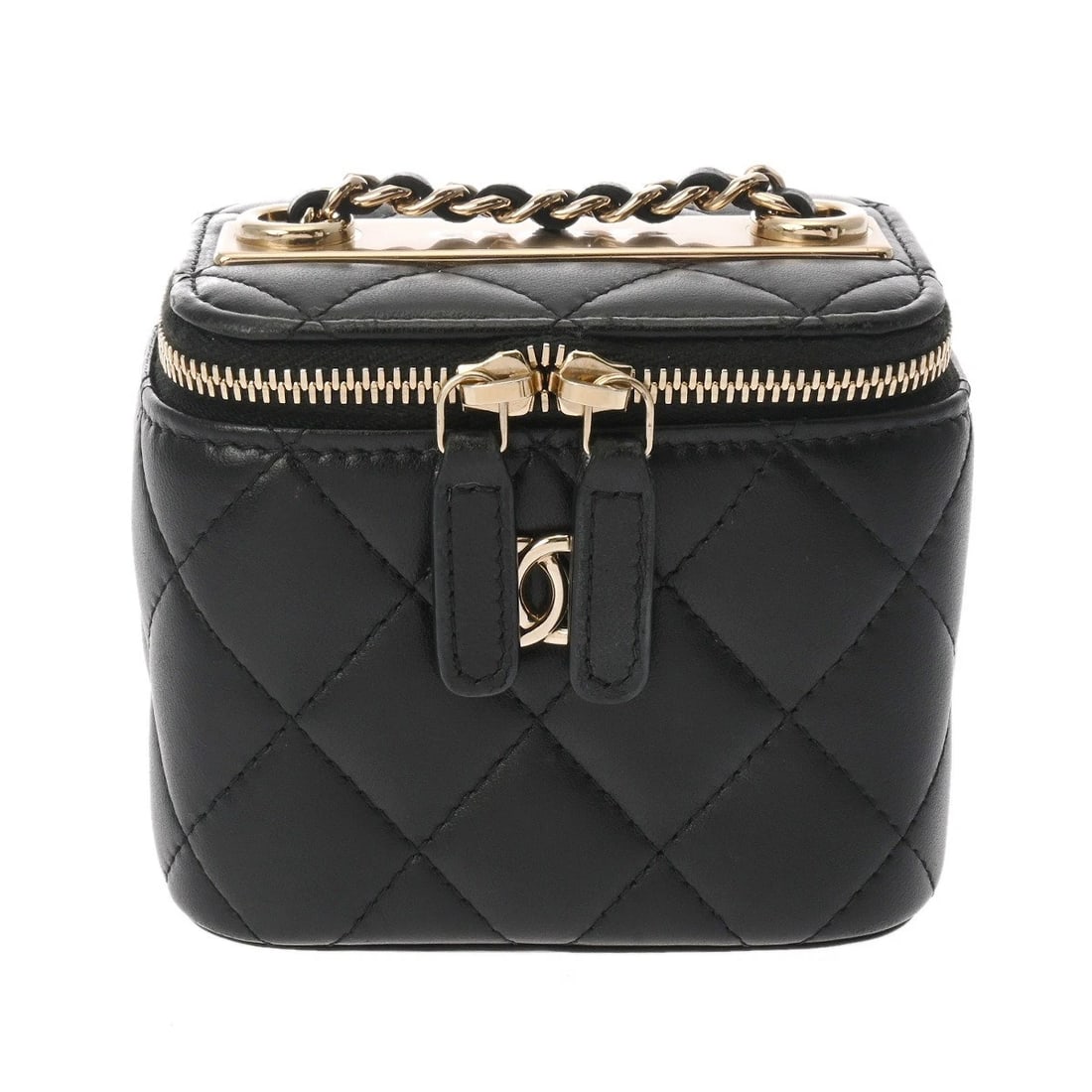CHANEL MINI VANITY CASE TRENDY LAMBSKIN BLACK VANITY BAG (1 of 6)