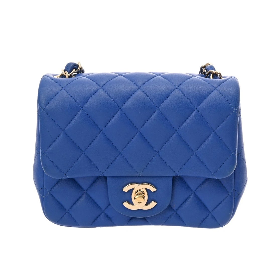 CHANEL MINI FLAP BAG 17 MATRASSE LAMBSKIN BLUE SHOULDER BAG (1 of 6)