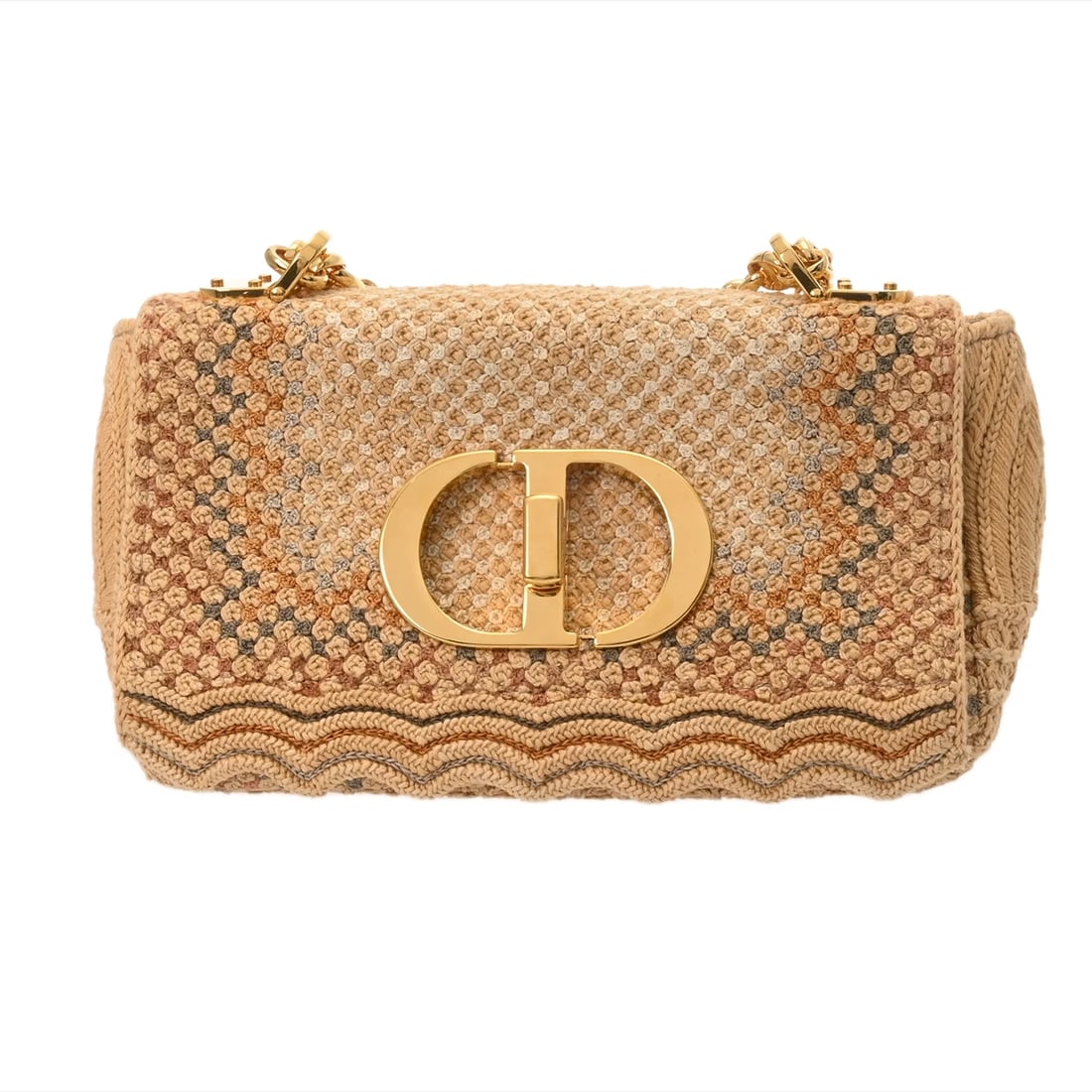 DIOR CARO SMALL BAG RAFFIA BROWN SHOULDER BAG: Dior CARO SMALL BAG Raffia Brown Shoulder Bag Brand: Dior Type/Style: Shoulder Bag Material: Raffia Color: Brown ? Gold Metal Size: H:about 4.5inch W:about 8.1inch D:about 2.8inch Accessories: Non